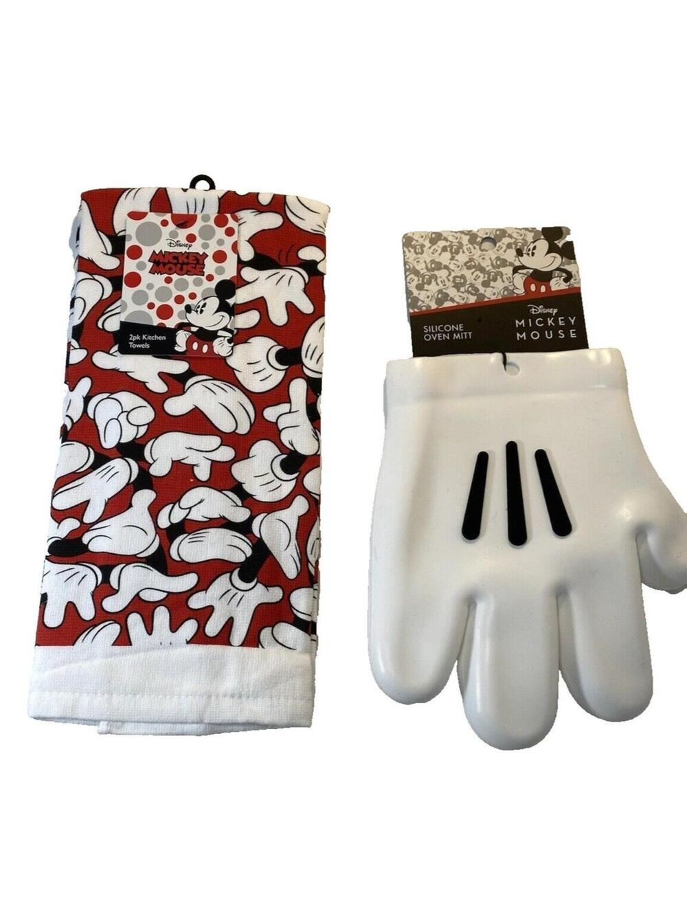 Mickey Mouse Kitchen Set New 1 Oven Mitt 2 Dish Towels Disney Cartoon Themed